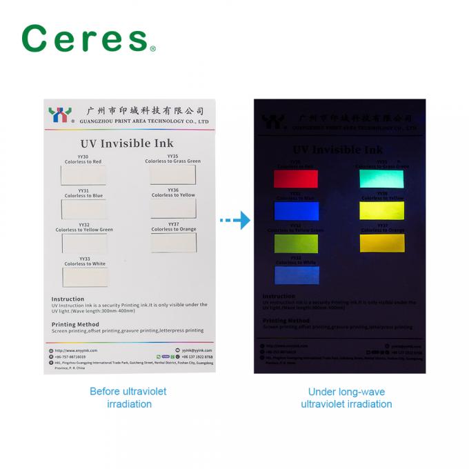 800nm Ceres Uv Invisible Ink Colorless To Green Normal Dry
