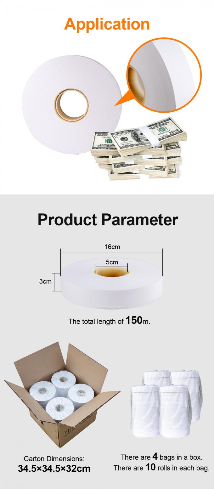 30mm Currency Kraft Paper Money Bands Strapping Paper Banding Tape