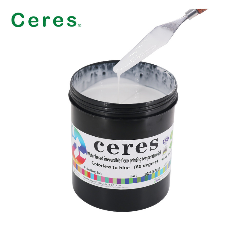 80 Degree Security Printing Ink Water Based Flexo Printing Irreversible Colorless To Blue Temperature Change Ink