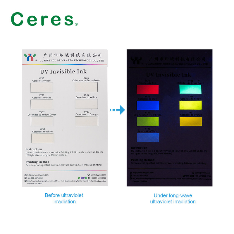 Offset / Screen / Flexo Printing Security Uv Invisible Ink For Documents Yellow Green Color