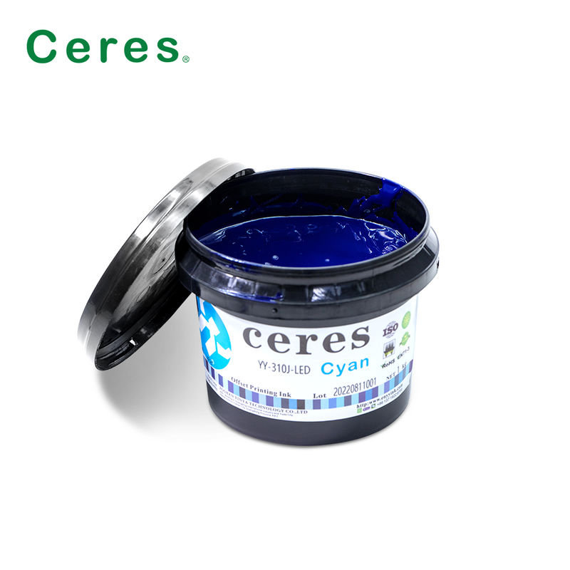 Ceres YY-310 UV LED Offset Ink with 100~150um Thickness and CMYK Pantone Colors for High-Quality Printing