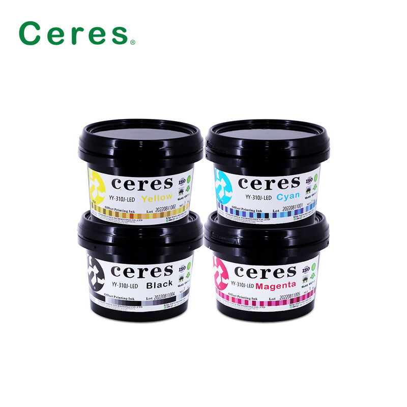 Ceres YY-310 UV LED Offset Ink with 100~150um Thickness and CMYK Pantone Colors for High-Quality Printing