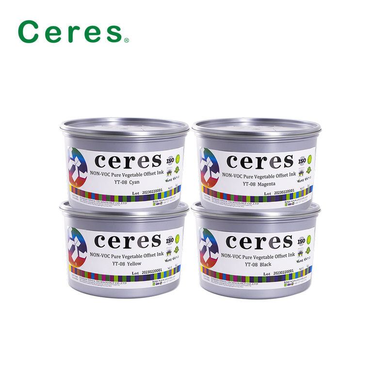Ceres YT-08 Pure Plant-Based CMYK Offset Printing Ink - Environmentally Friendly High Gloss Ink for Paper and Carbon Packaging