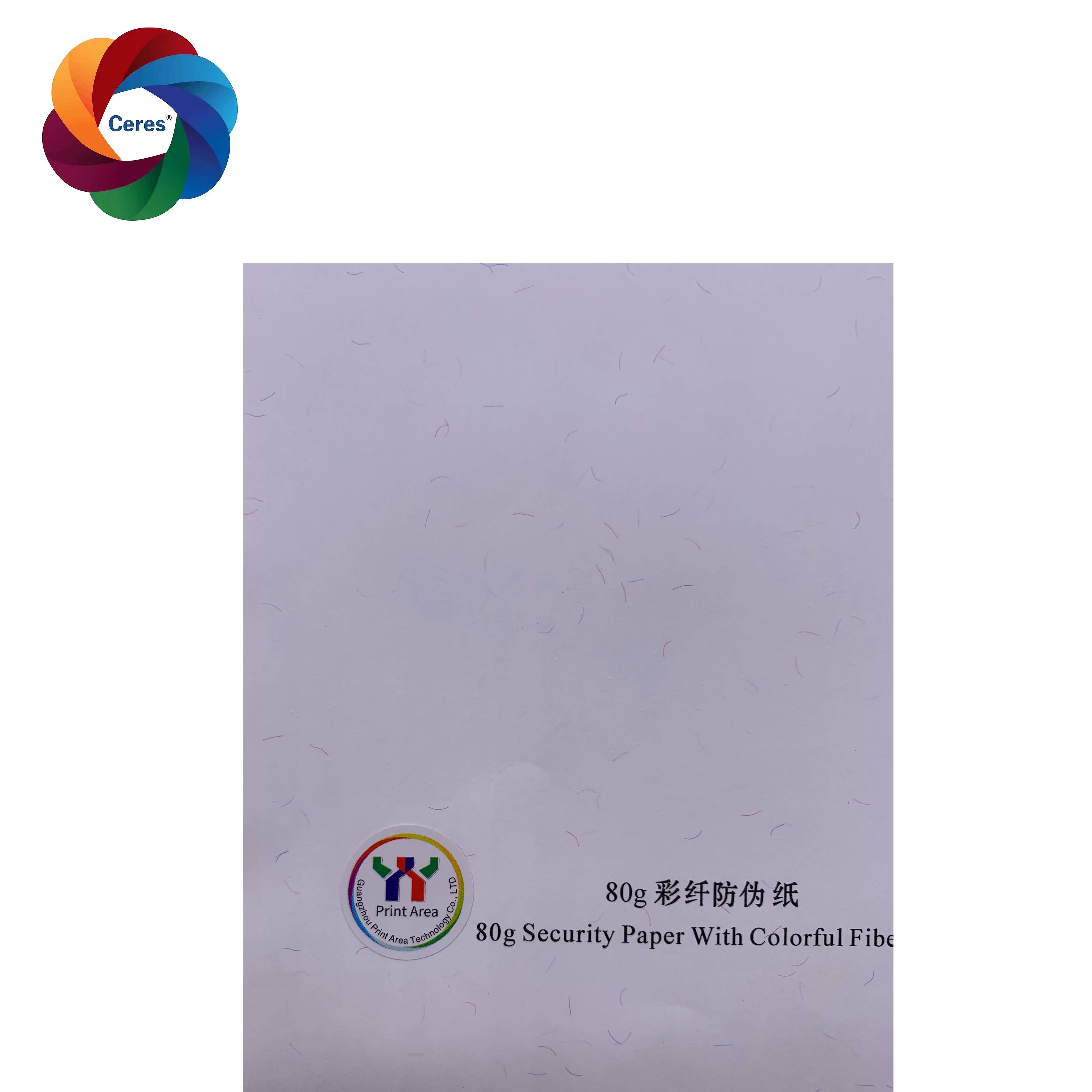 Ivory Security Watermark Bond Paper A4 Cotton 80 Gram Uv Invisible Fibers
